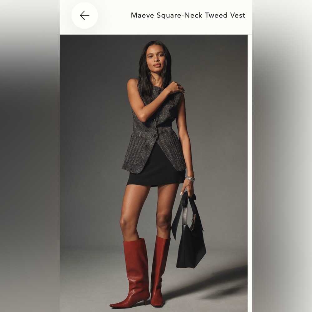 Maeve Square-Neck Tweed Vest